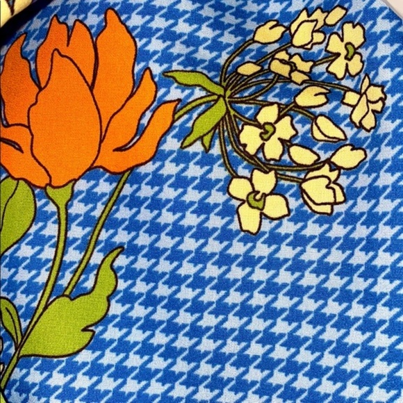 Blooms on Blue Houndstooth Plus size shirt 20w - Picture 2 of 4